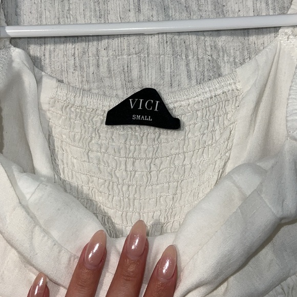 VICI babydoll leroy off white mini dress size small.puff sleeve - Picture 9 of 10